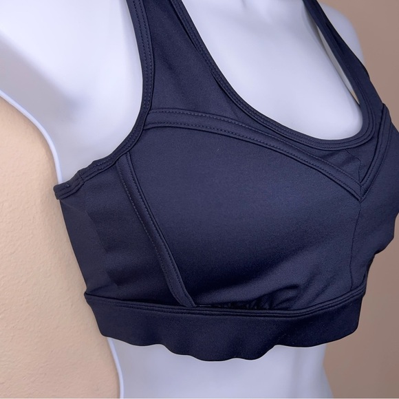 Small Evree Navy Blue Sports Bra Zebra Mesh Back Panel Racerback Removable Cups - Picture 4 of 10